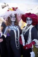 Two women dressed in costume at Day of the Dead (Dia de los Muertos) at Hollywood Forever Cemetery