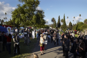 Crowd at Day of the Dead (Dia de los Muertos) at Hollywood Forever cemetery