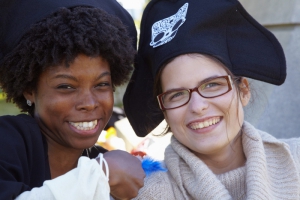 Portrait of young Black woman and white woman at Day of the Dead (Dia de los Muertos) at Hollywood Forever cemetery